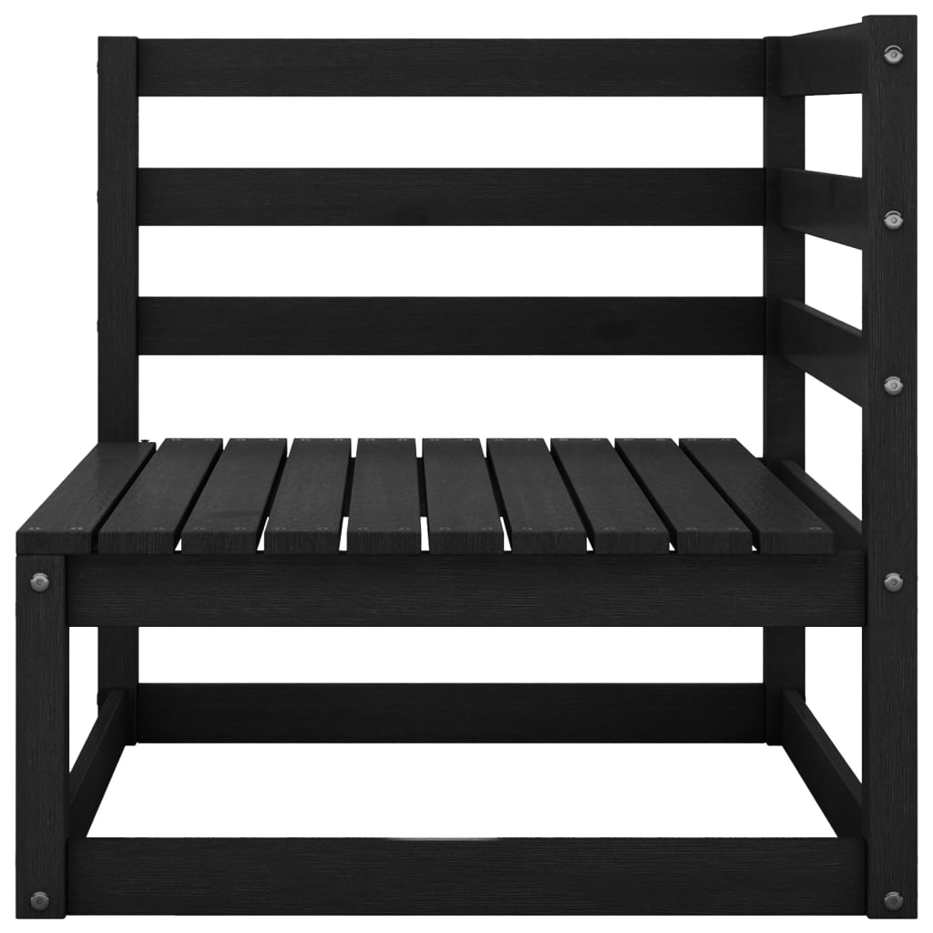 Hagesofa 2-Seters Med Puter Svart Heltre Furu