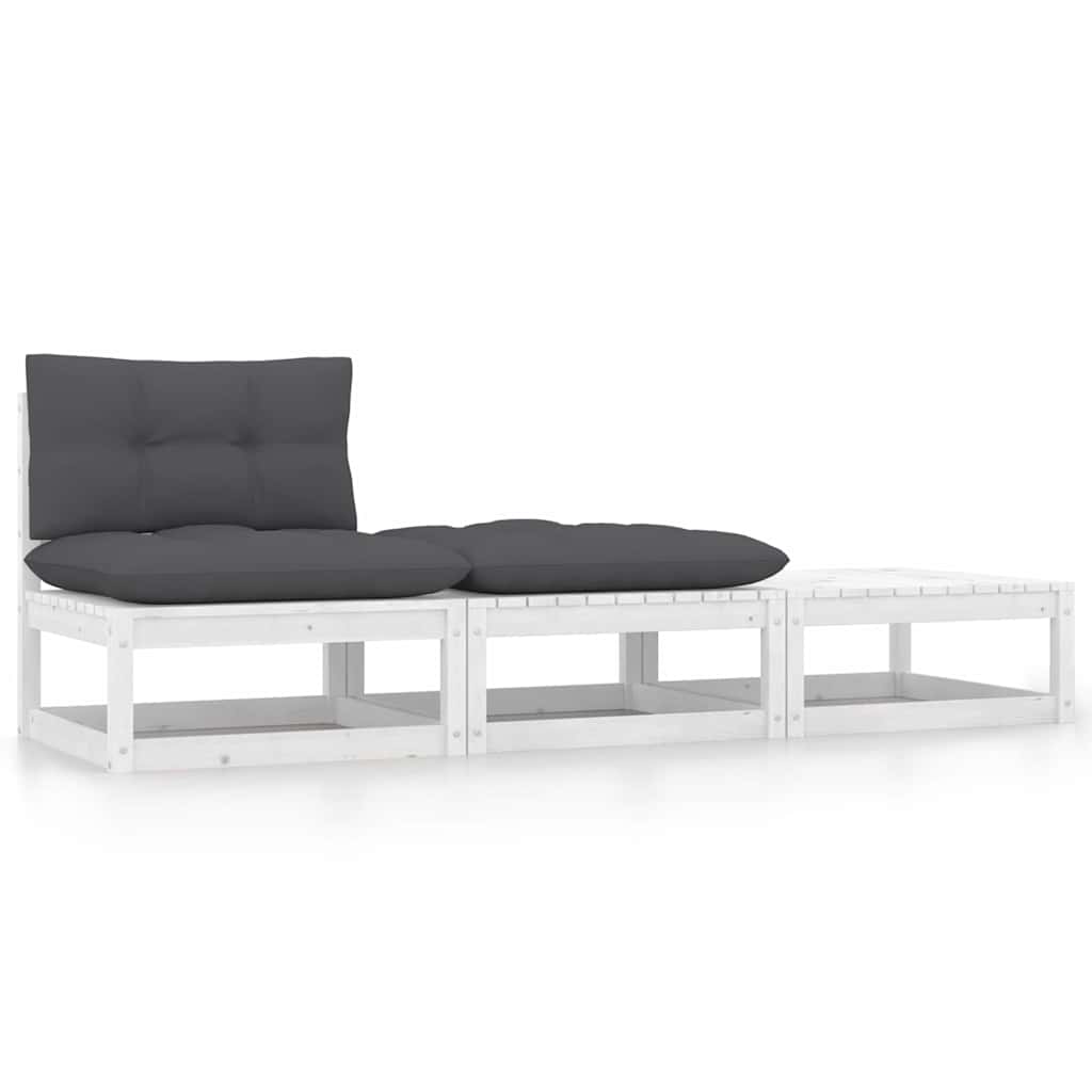 Hagesofagruppe Med Puter 3 Deler Hvit Heltre Furu