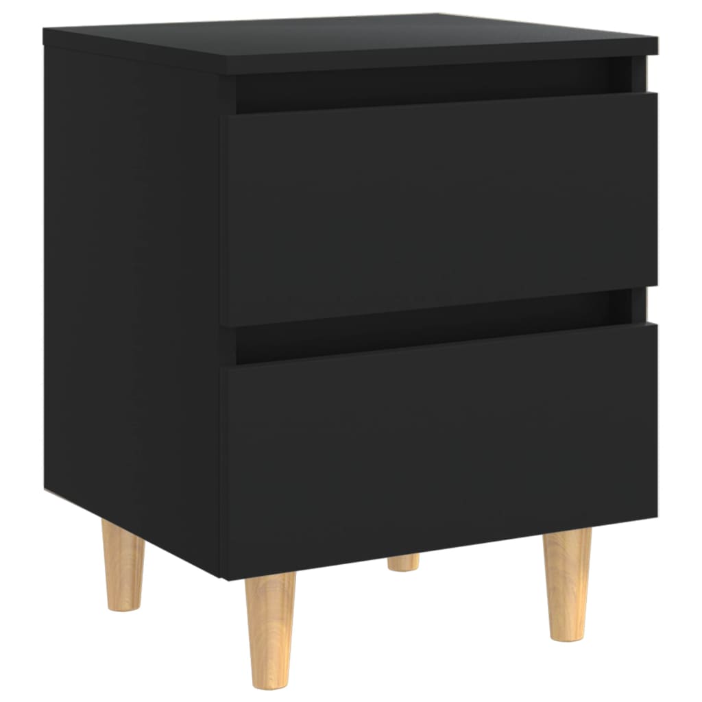 Nattbord Med Heltre Furuben Svart 40X35X50 Cm