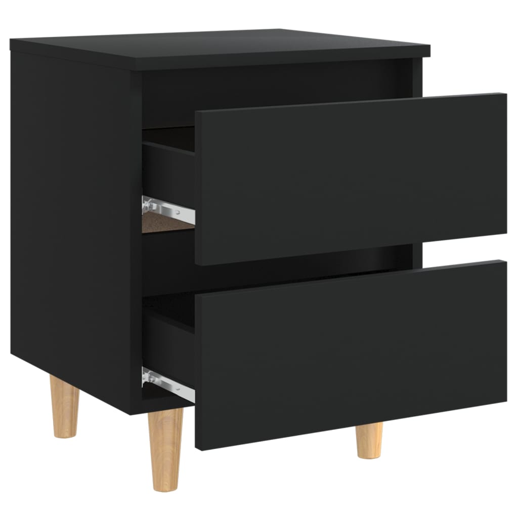Nattbord Med Heltre Furuben Svart 40X35X50 Cm