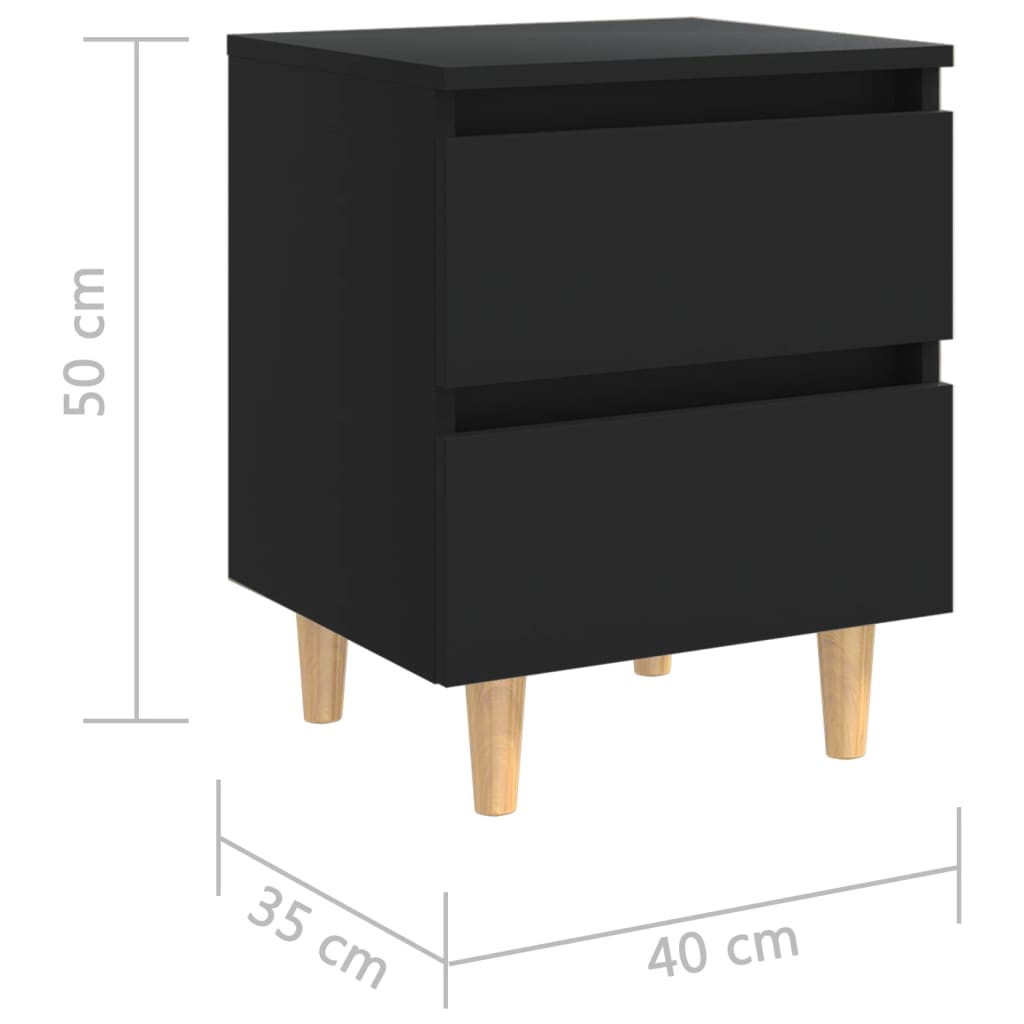 Nattbord Med Heltre Furuben Svart 40X35X50 Cm