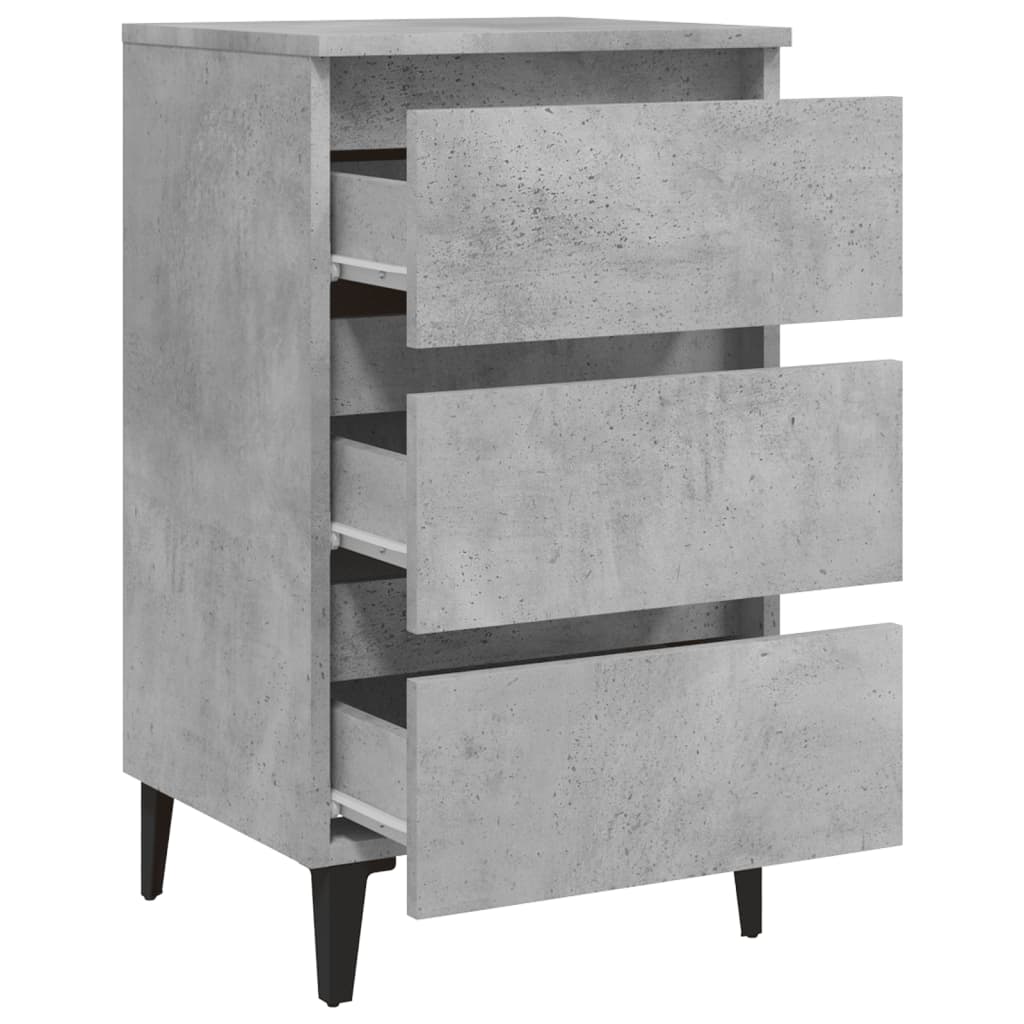 Nattbord Med Metallben Betonggrå 40X35X69 Cm