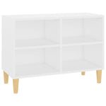 Tv-Benk Med Ben I Heltre Hvit 69,5X30X50 Cm