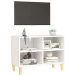 Tv-Benk Med Ben I Heltre Hvit 69,5X30X50 Cm
