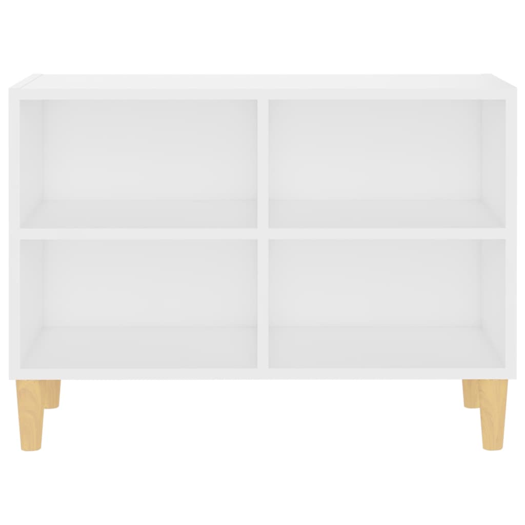 Tv-Benk Med Ben I Heltre Hvit 69,5X30X50 Cm