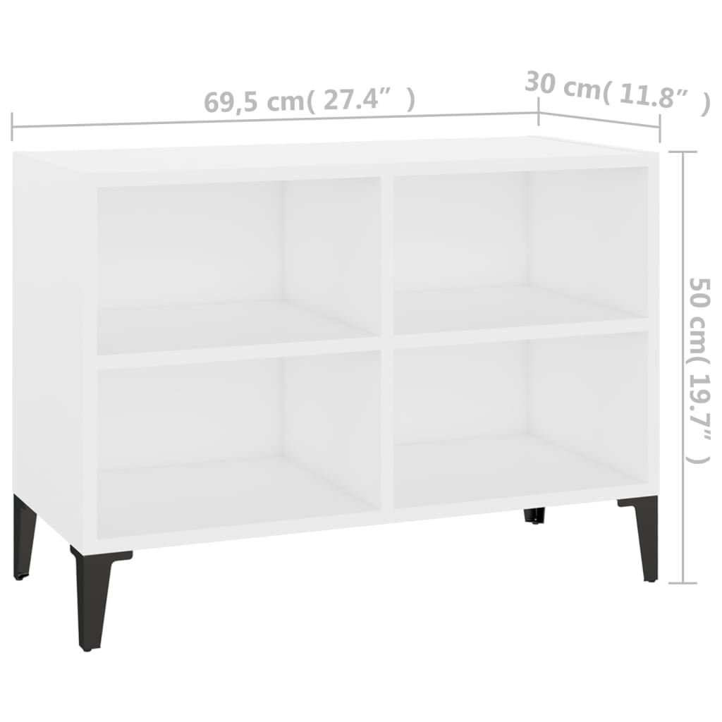 Tv-Benk Med Metallben Hvit 69,5X30X50 Cm