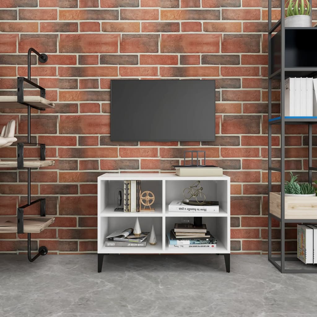 Tv-Benk Med Metallben Hvit 69,5X30X50 Cm