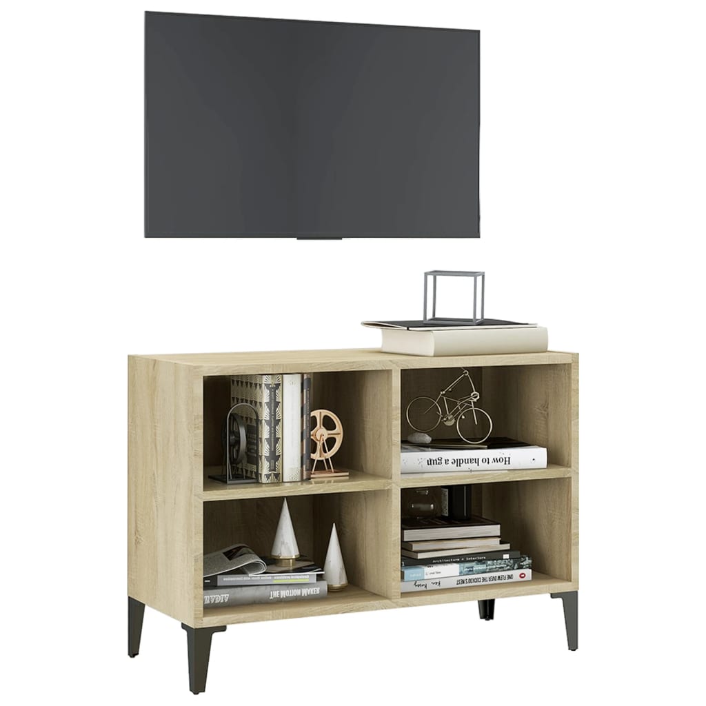 Tv-Benk Med Metallben Sonoma Eik 69,5X30X50 Cm