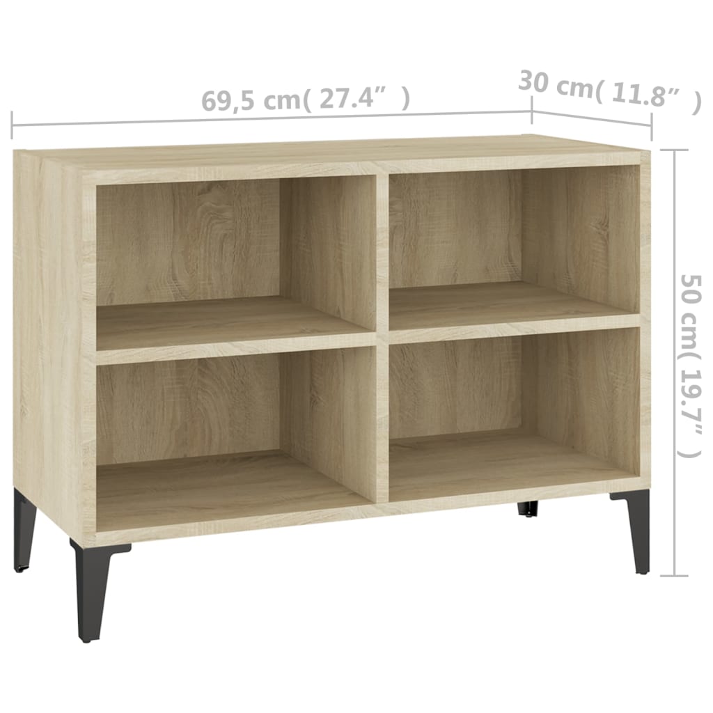 Tv-Benk Med Metallben Sonoma Eik 69,5X30X50 Cm