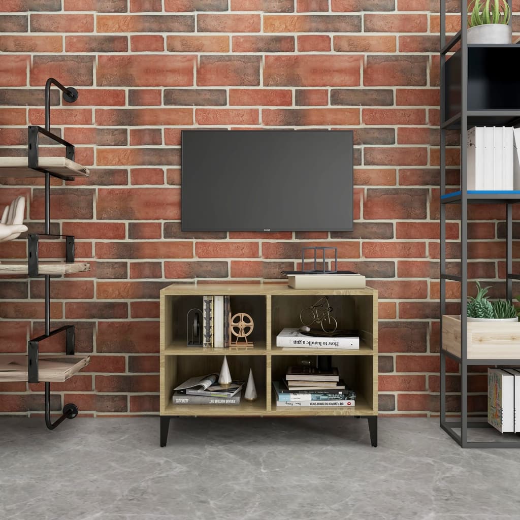 Tv-Benk Med Metallben Sonoma Eik 69,5X30X50 Cm