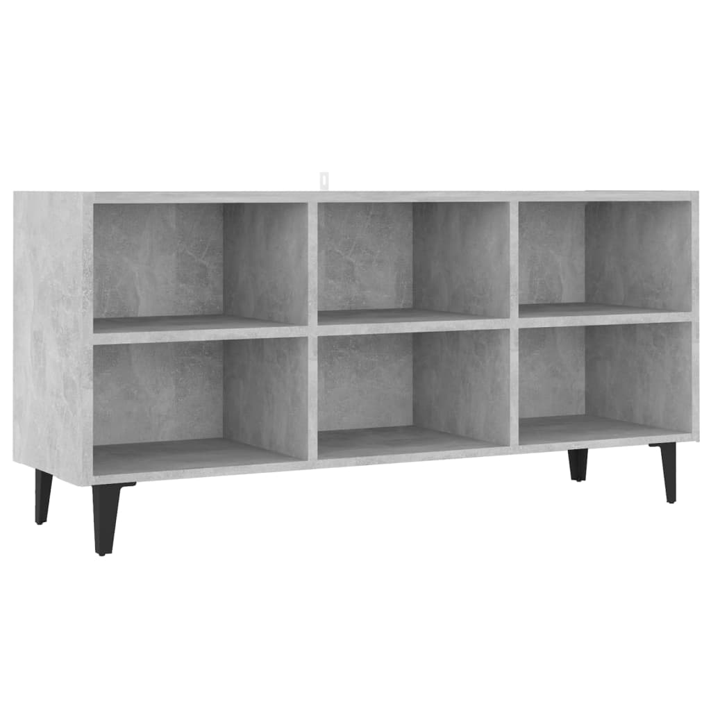 Tv-Benk Med Metallben Betonggrå 103,5X30X50 Cm