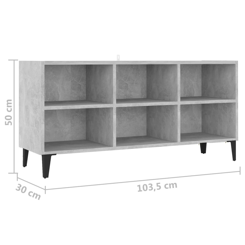 Tv-Benk Med Metallben Betonggrå 103,5X30X50 Cm