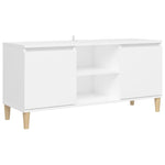 Tv-Benk Med Ben I Heltre Hvit 103,5X35X50 Cm