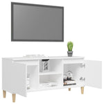 Tv-Benk Med Ben I Heltre Hvit 103,5X35X50 Cm