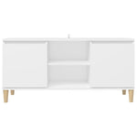 Tv-Benk Med Ben I Heltre Hvit 103,5X35X50 Cm