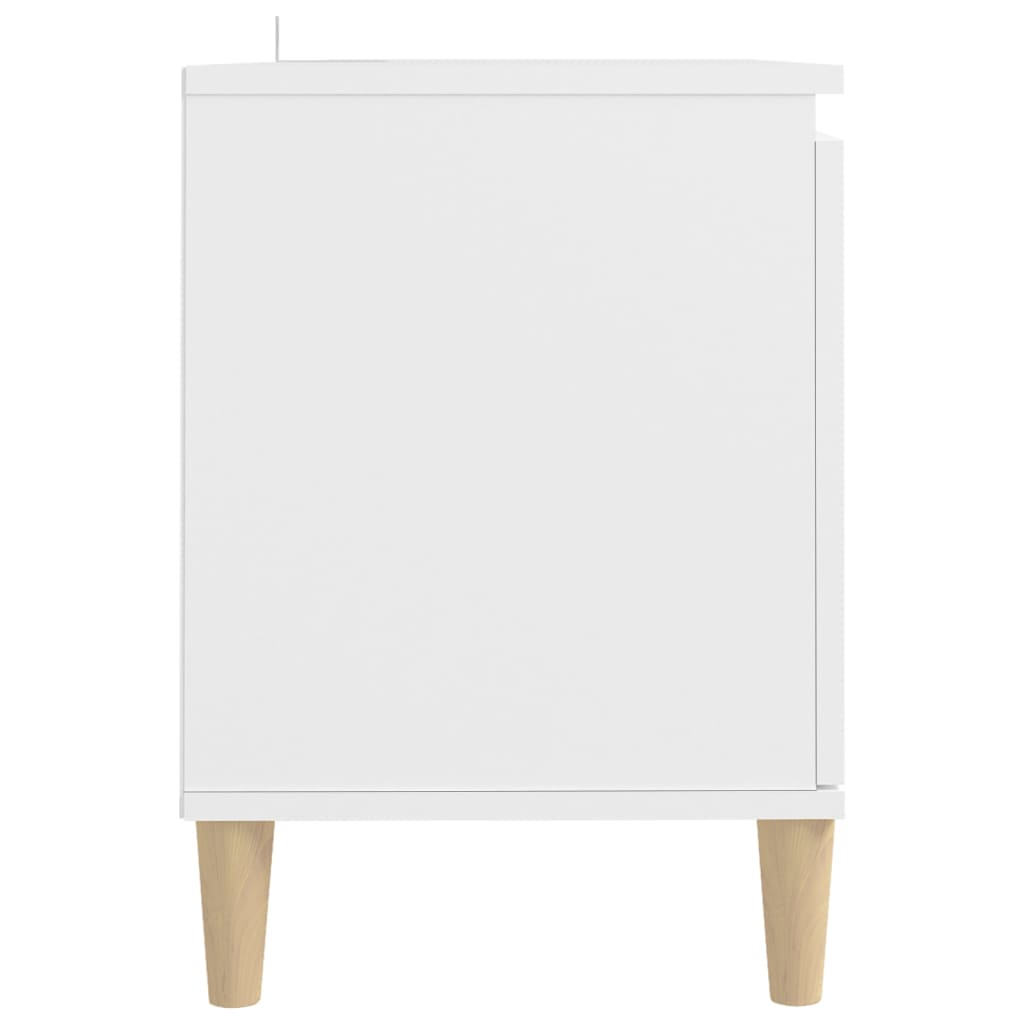 Tv-Benk Med Ben I Heltre Hvit 103,5X35X50 Cm