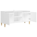 Tv-Benk Med Ben I Heltre Hvit 103,5X35X50 Cm