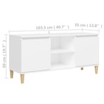 Tv-Benk Med Ben I Heltre Hvit 103,5X35X50 Cm