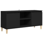 Tv-Benk Med Ben I Heltre Svart 103,5X35X50 Cm
