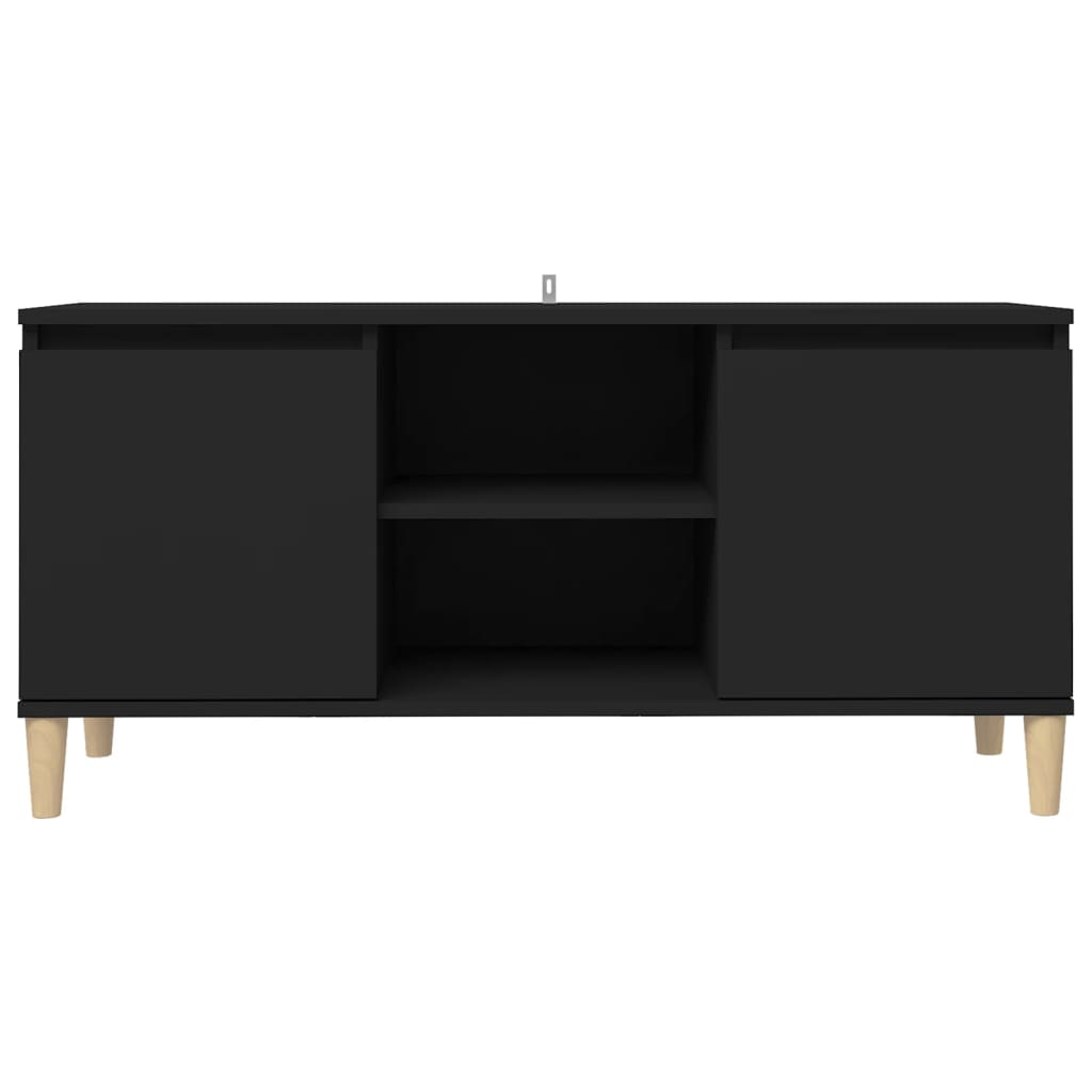 Tv-Benk Med Ben I Heltre Svart 103,5X35X50 Cm