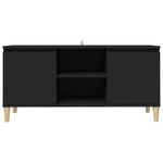 Tv-Benk Med Ben I Heltre Svart 103,5X35X50 Cm