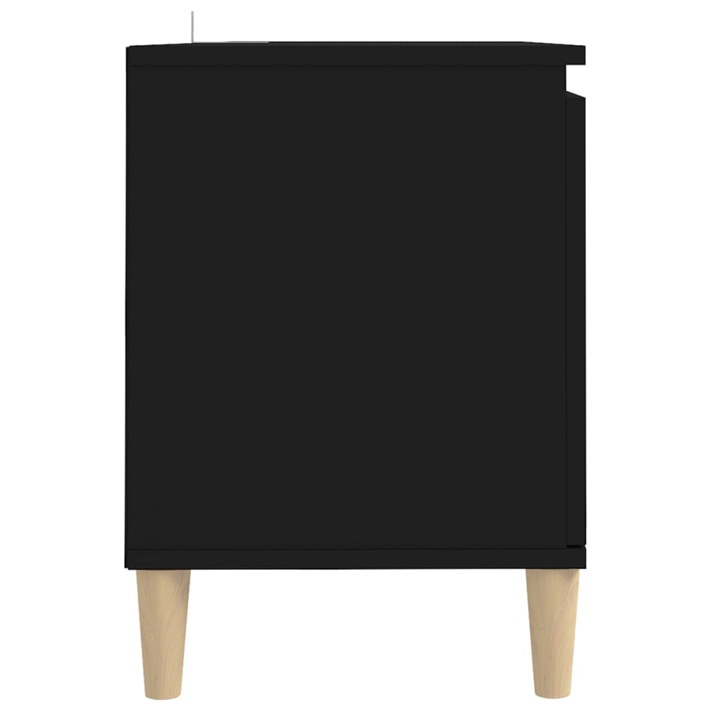 Tv-Benk Med Ben I Heltre Svart 103,5X35X50 Cm