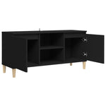 Tv-Benk Med Ben I Heltre Svart 103,5X35X50 Cm