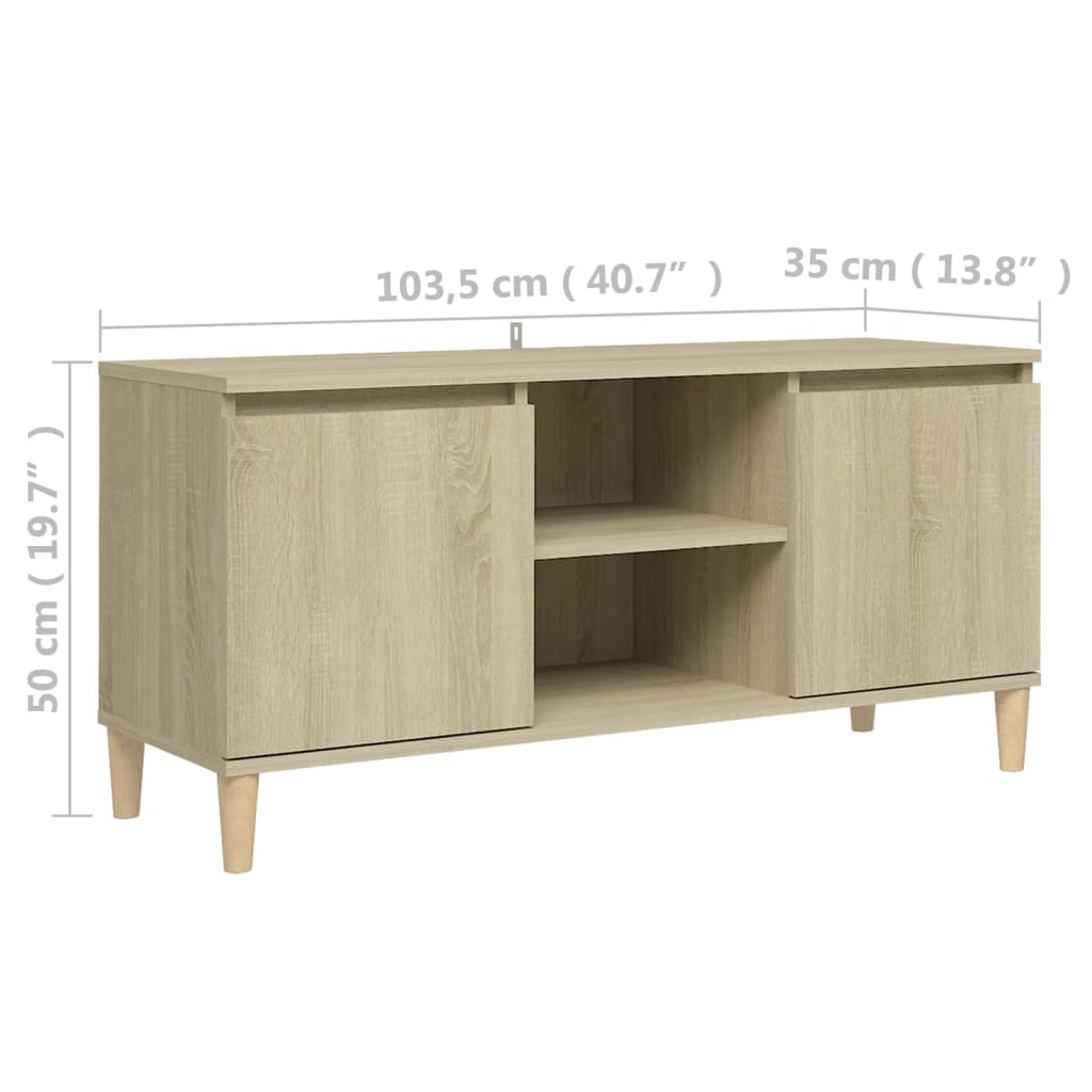 Tv-Benk Med Ben I Heltre Sonoma Eik 103,5X35X50 Cm