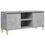 Tv-Benk Med Ben I Heltre Betonggrå 103,5X35X50 Cm