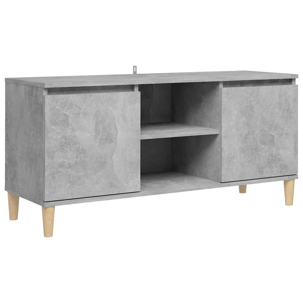 Tv-Benk Med Ben I Heltre Betonggrå 103,5X35X50 Cm
