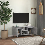 Tv-Benk Med Ben I Heltre Betonggrå 103,5X35X50 Cm