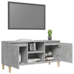 Tv-Benk Med Ben I Heltre Betonggrå 103,5X35X50 Cm