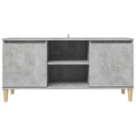 Tv-Benk Med Ben I Heltre Betonggrå 103,5X35X50 Cm