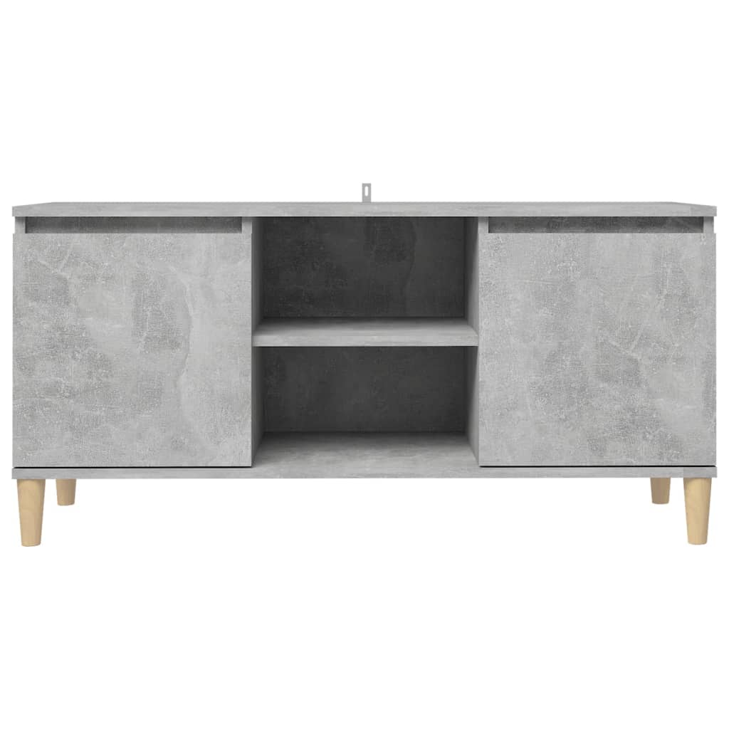 Tv-Benk Med Ben I Heltre Betonggrå 103,5X35X50 Cm