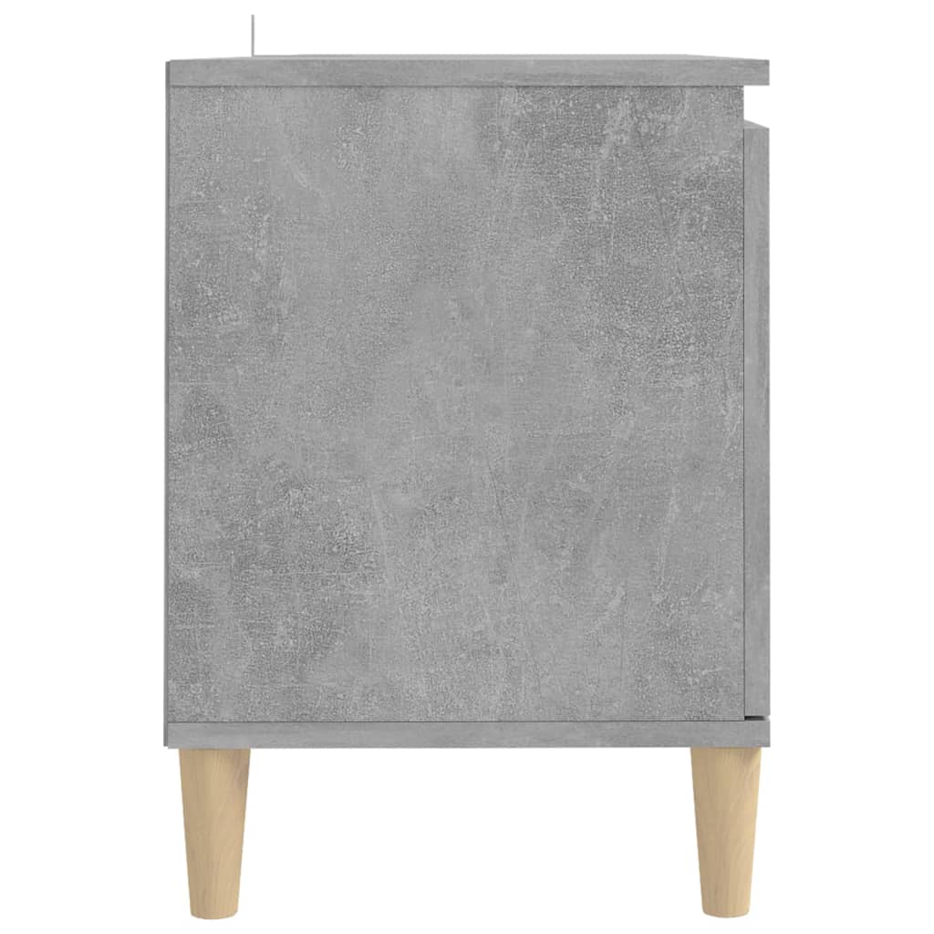Tv-Benk Med Ben I Heltre Betonggrå 103,5X35X50 Cm