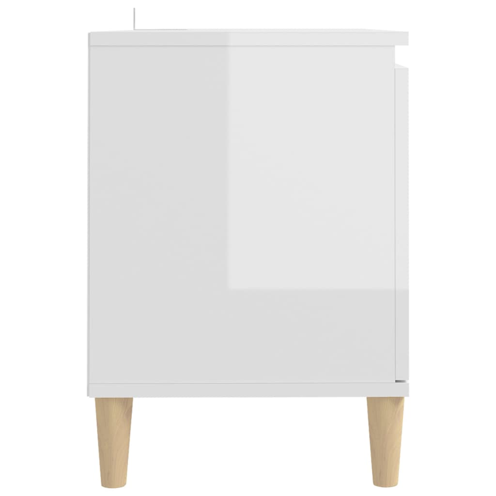 Tv-Benk Med Ben I Heltre Høyglans Hvit 103,5X35X50 Cm