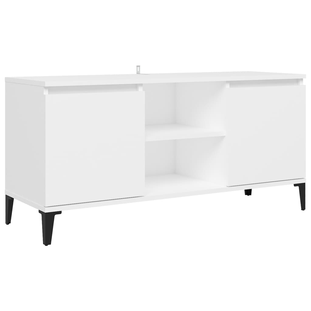Tv-Benk Med Metallben Hvit 103,5X35X50 Cm