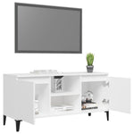 Tv-Benk Med Metallben Hvit 103,5X35X50 Cm