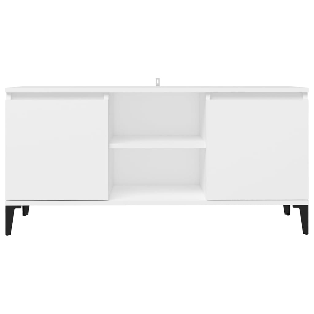 Tv-Benk Med Metallben Hvit 103,5X35X50 Cm