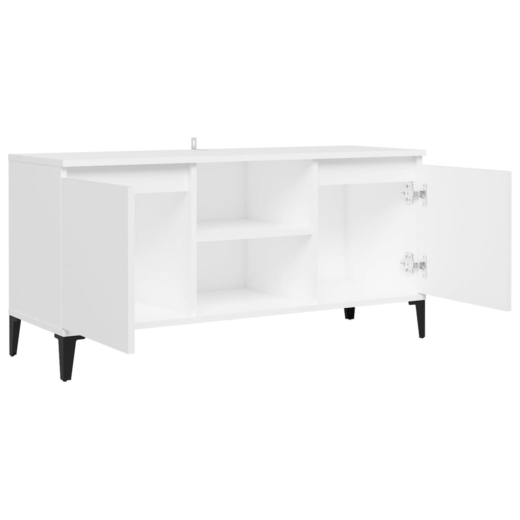 Tv-Benk Med Metallben Hvit 103,5X35X50 Cm