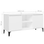 Tv-Benk Med Metallben Hvit 103,5X35X50 Cm