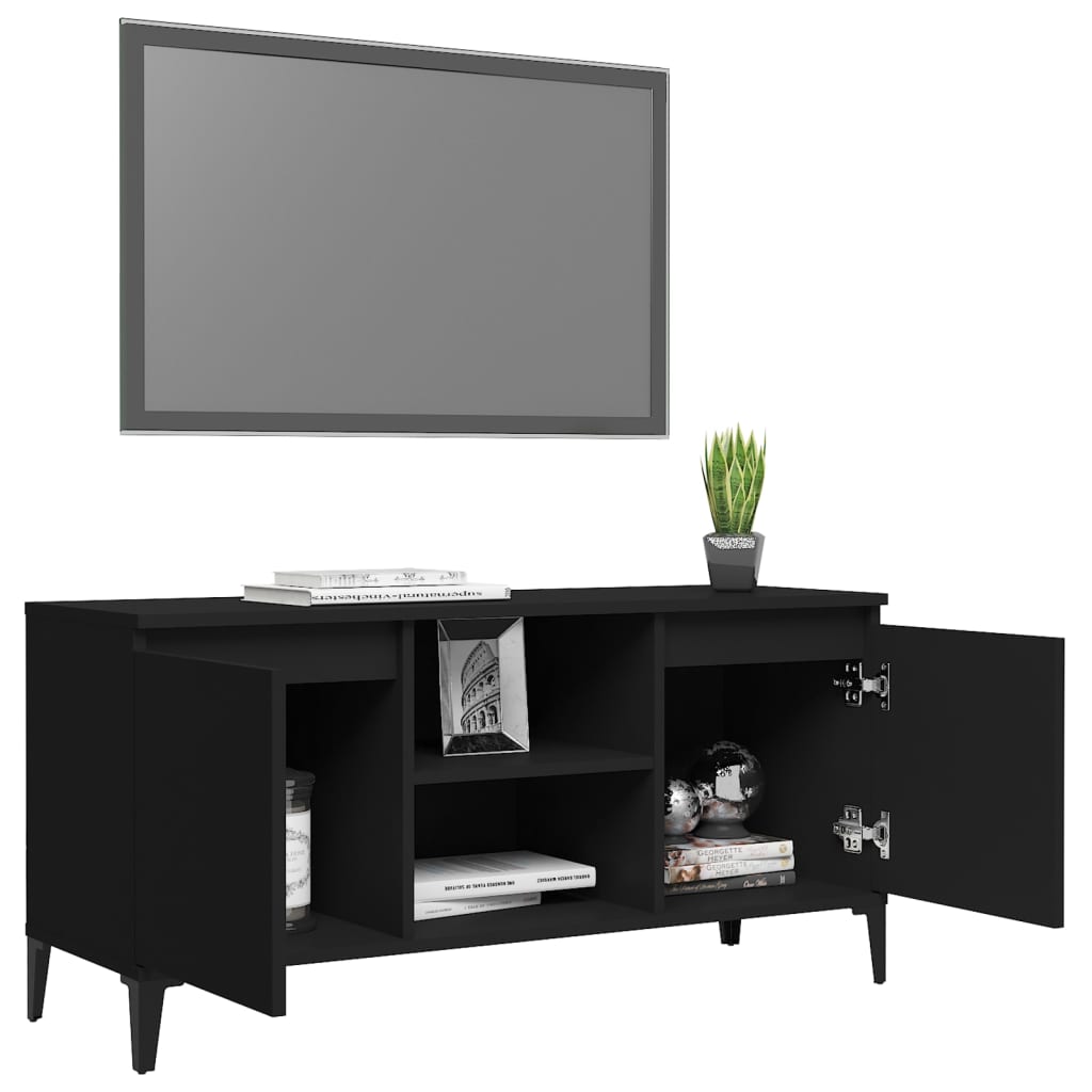 Tv-Benk Med Metallben Svart 103,5X35X50 Cm