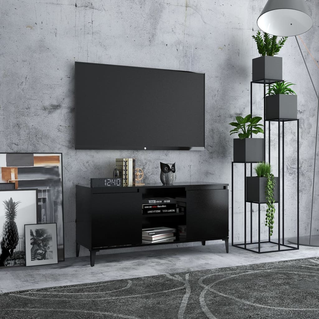 Tv-Benk Med Metallben Svart 103,5X35X50 Cm