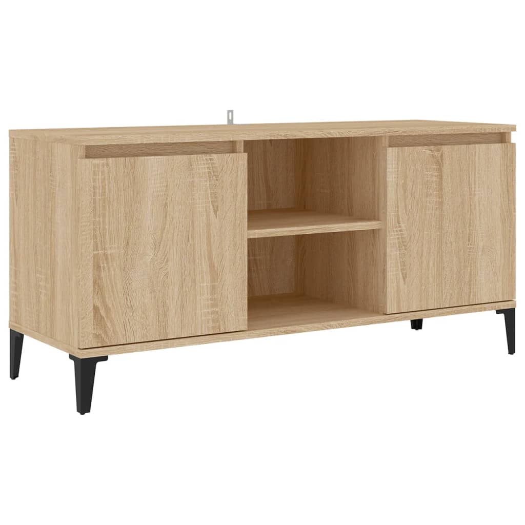 Tv-Benk Med Metallben Sonoma Eik 103,5X35X50 Cm