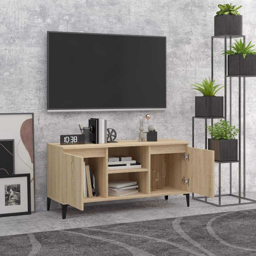 Tv-Benk Med Metallben Sonoma Eik 103,5X35X50 Cm