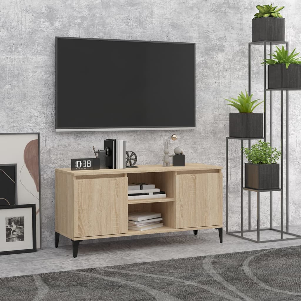 Tv-Benk Med Metallben Sonoma Eik 103,5X35X50 Cm