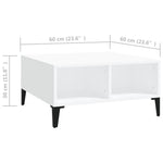 Salongbord Hvit 60X60X30 Cm Konstruert Tre
