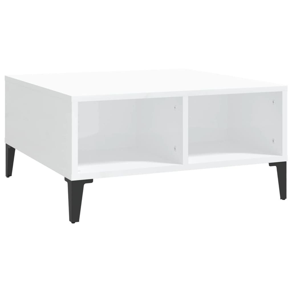 Salongbord Høyglans Hvit 60X60X30 Cm Konstruert Tre