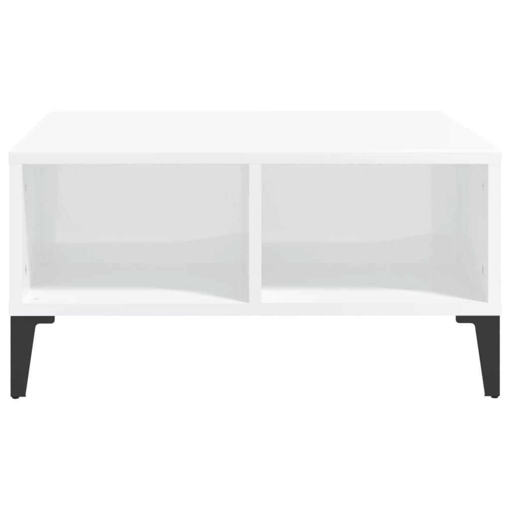 Salongbord Høyglans Hvit 60X60X30 Cm Konstruert Tre