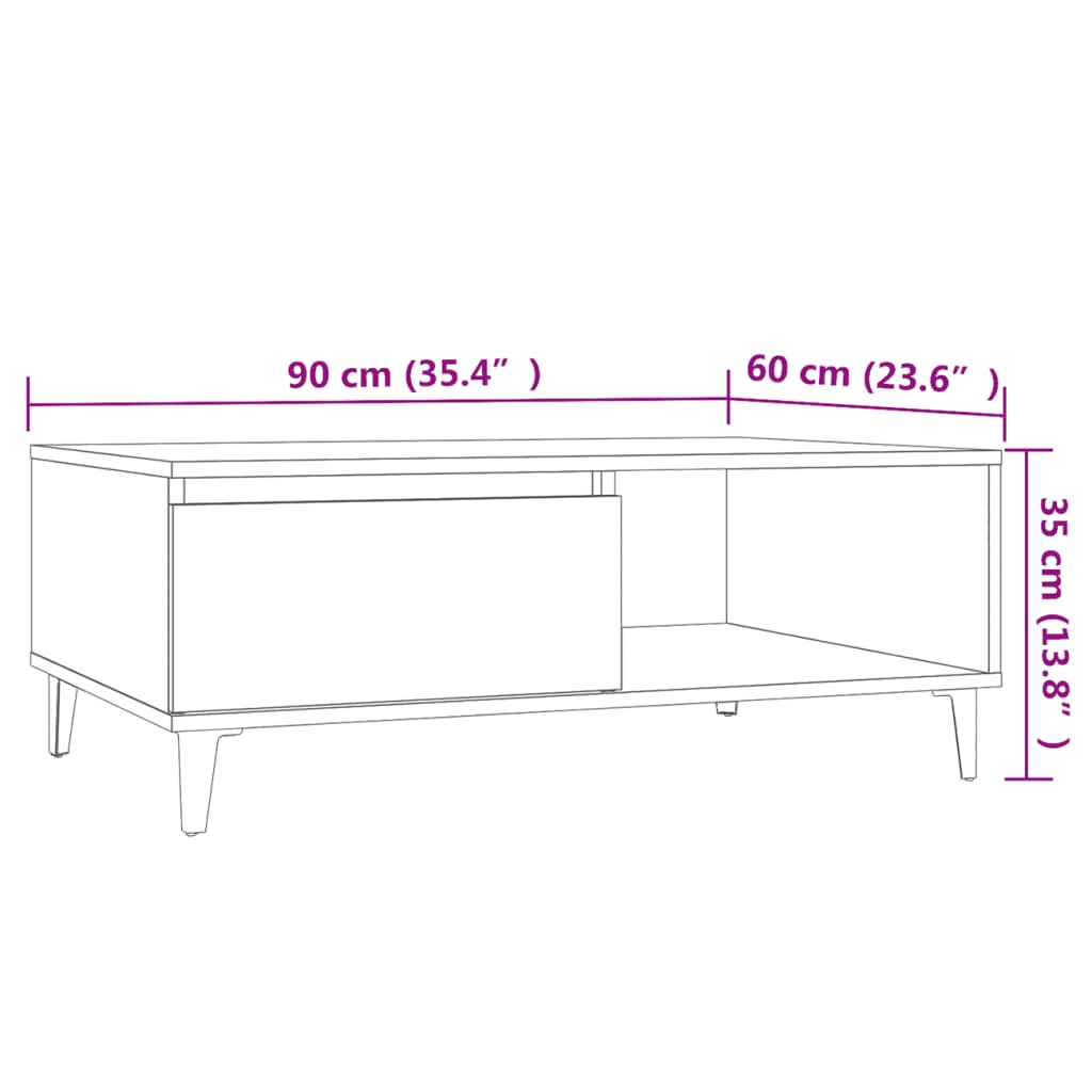 Salongbord Betonggrå 90X60X35 Cm Konstruert Tre